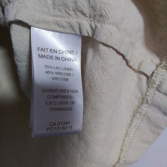 Twik Natural Neutral Babydoll Linen Casual Tan Button-Up Dress Size Small - Picture 6 of 8